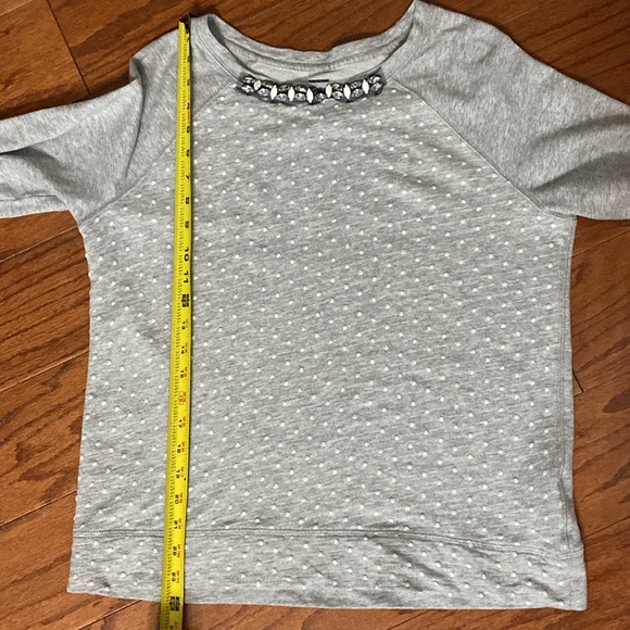 JCP oversized gray with white polka dots sweatshirt w/rhinestones - Size Large - Picture 11 of 12